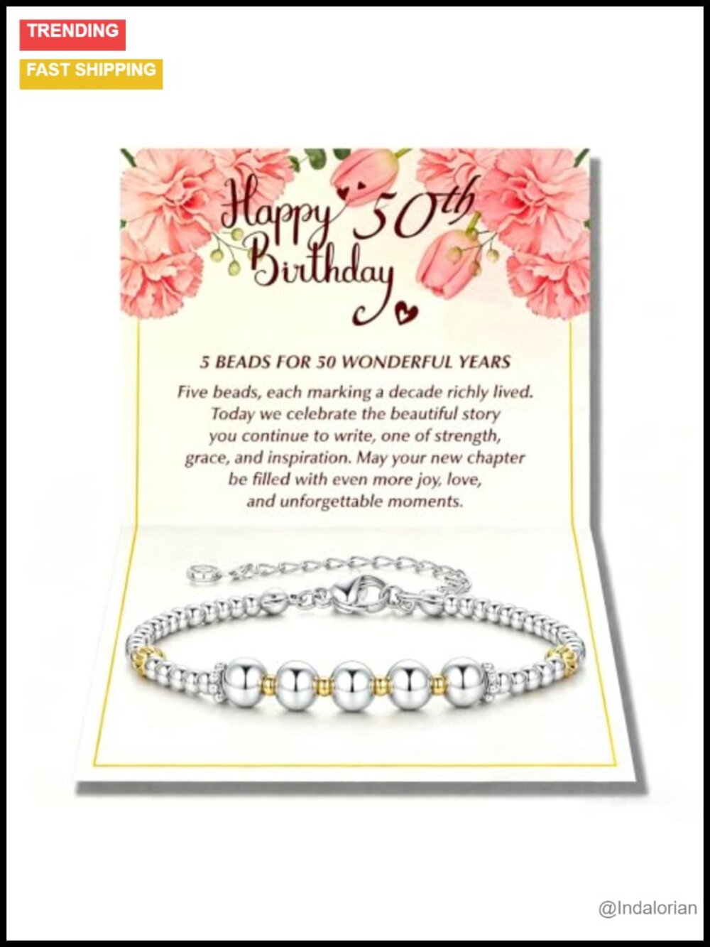 30th 40th 50th 60th 70th Birthday Gift for Women - Silver Bracelet